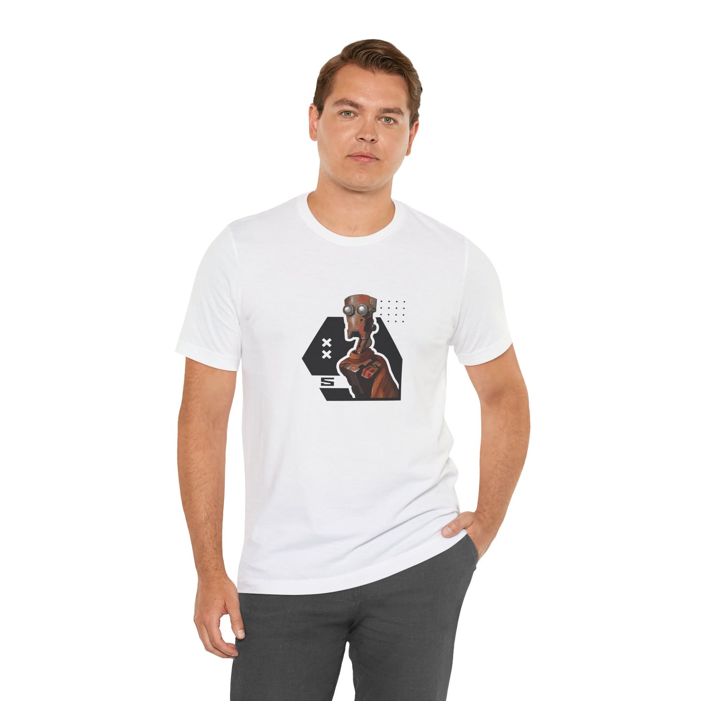 "Robot in Rusted Copper" Unisex Jersey Short Sleeve Tee