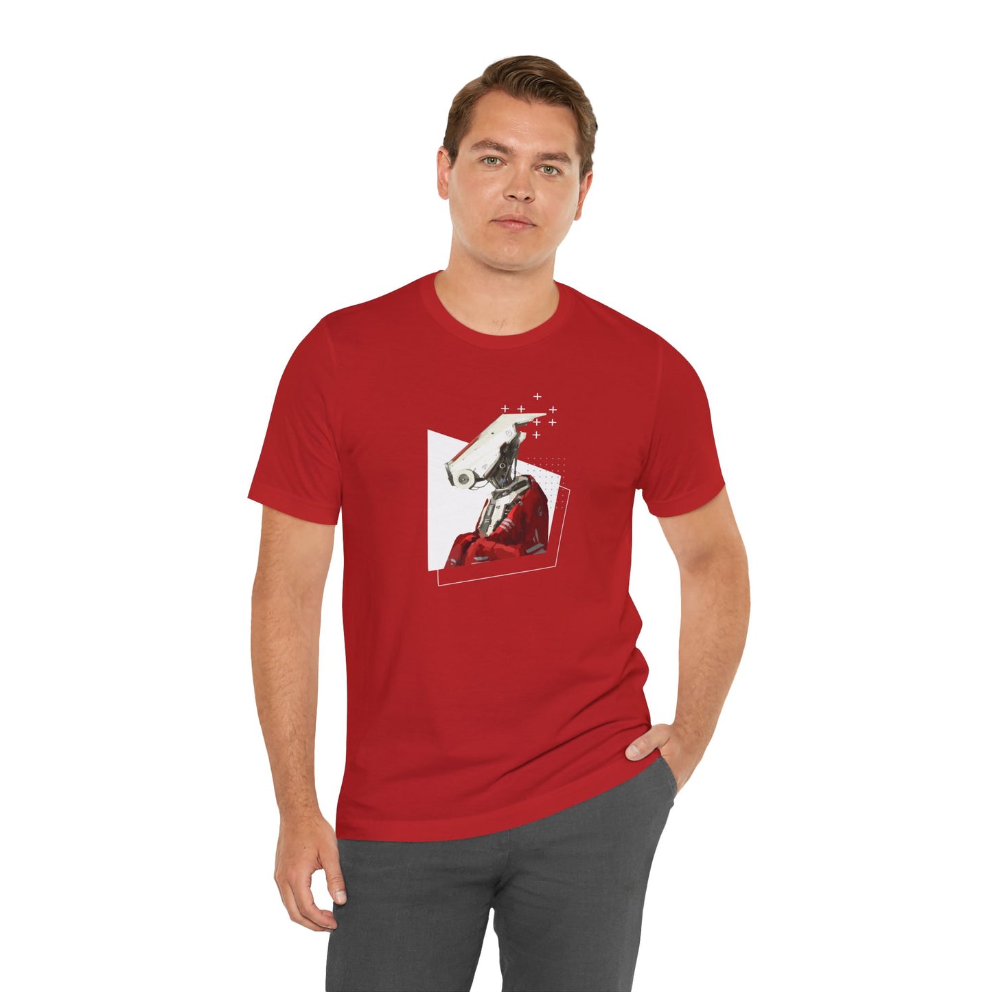 "Robot in Red" Unisex Jersey Short Sleeve Tee