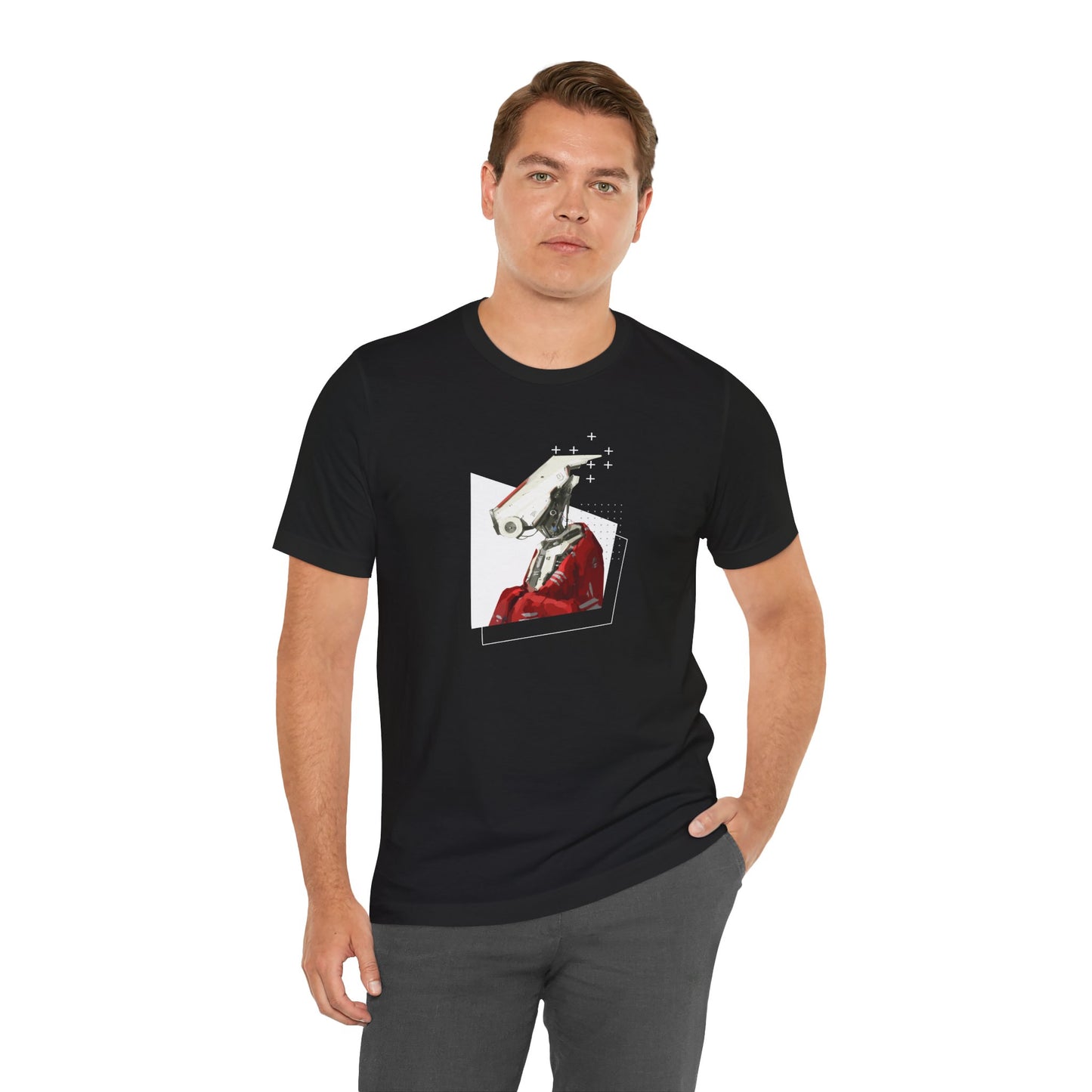 "Robot in Red" Unisex Jersey Short Sleeve Tee